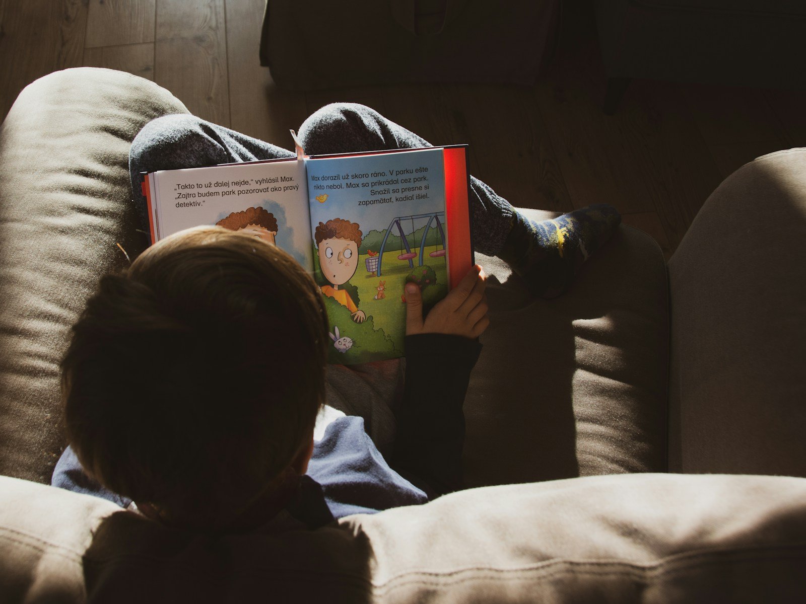 Child reading a picture book